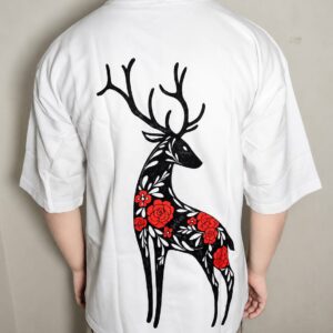 Antique Want – Stag Silhouette Graphic Print T-Shirt