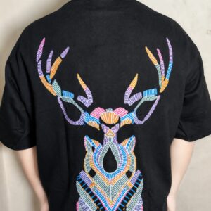 Antique Want – Neon Deer Graphic Print T-Shirt
